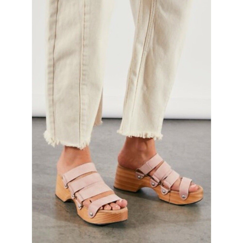 Free People Clogs Shoes Pink Virgo Strappy Platform Preppy Vacay Size 41 New